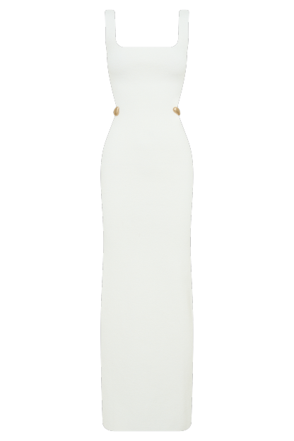 Alysanne Cut Out Knit Maxi Dress - White-My Chic Way.All Rights Reserved