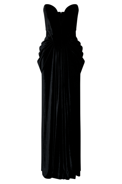 Paige Strapless Velvet Maxi Dress - Black-My Chic Way.All Rights Reserved