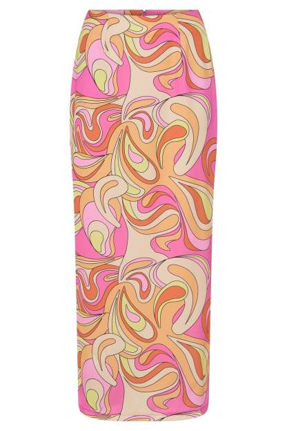 Frankie Two Tone Satin Maxi Skirt - Psychedelic Print-My Chic Way.All Rights Reserved