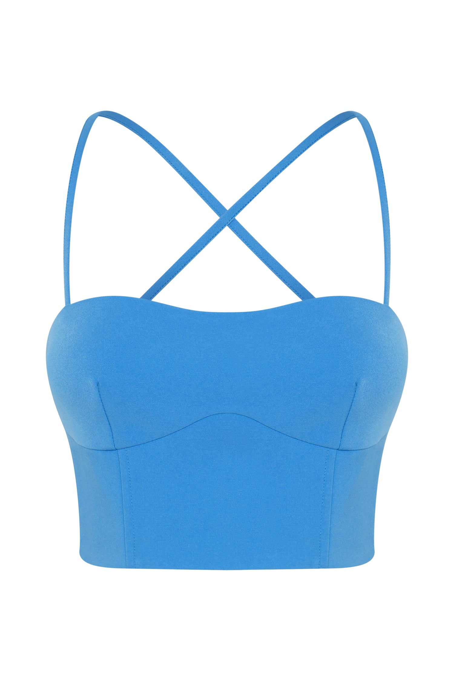 Bahar Seam Line Crop Top - Azure Blue-My Chic Way.All Rights Reserved