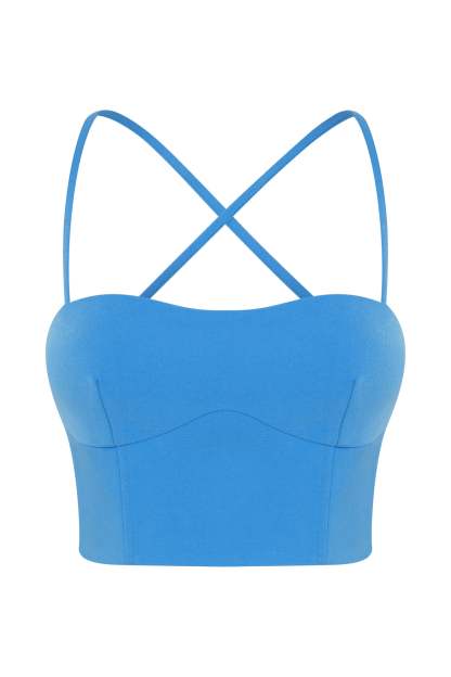 Bahar Seam Line Crop Top - Azure Blue-My Chic Way.All Rights Reserved