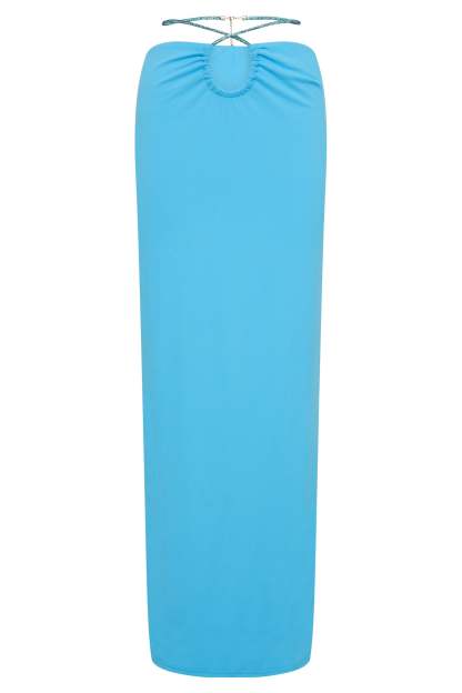 Ruby Diamante Rope Ruched Maxi Skirt - Cyan Blue-My Chic Way.All Rights Reserved