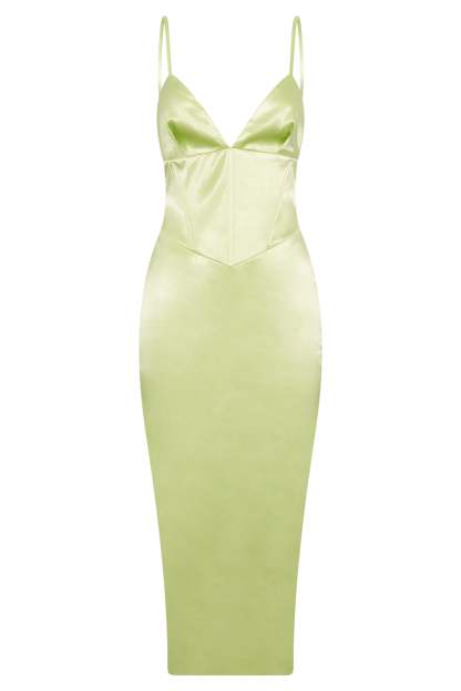 Brie Corset Midi Dress - Pistachio Green-My Chic Way.All Rights Reserved