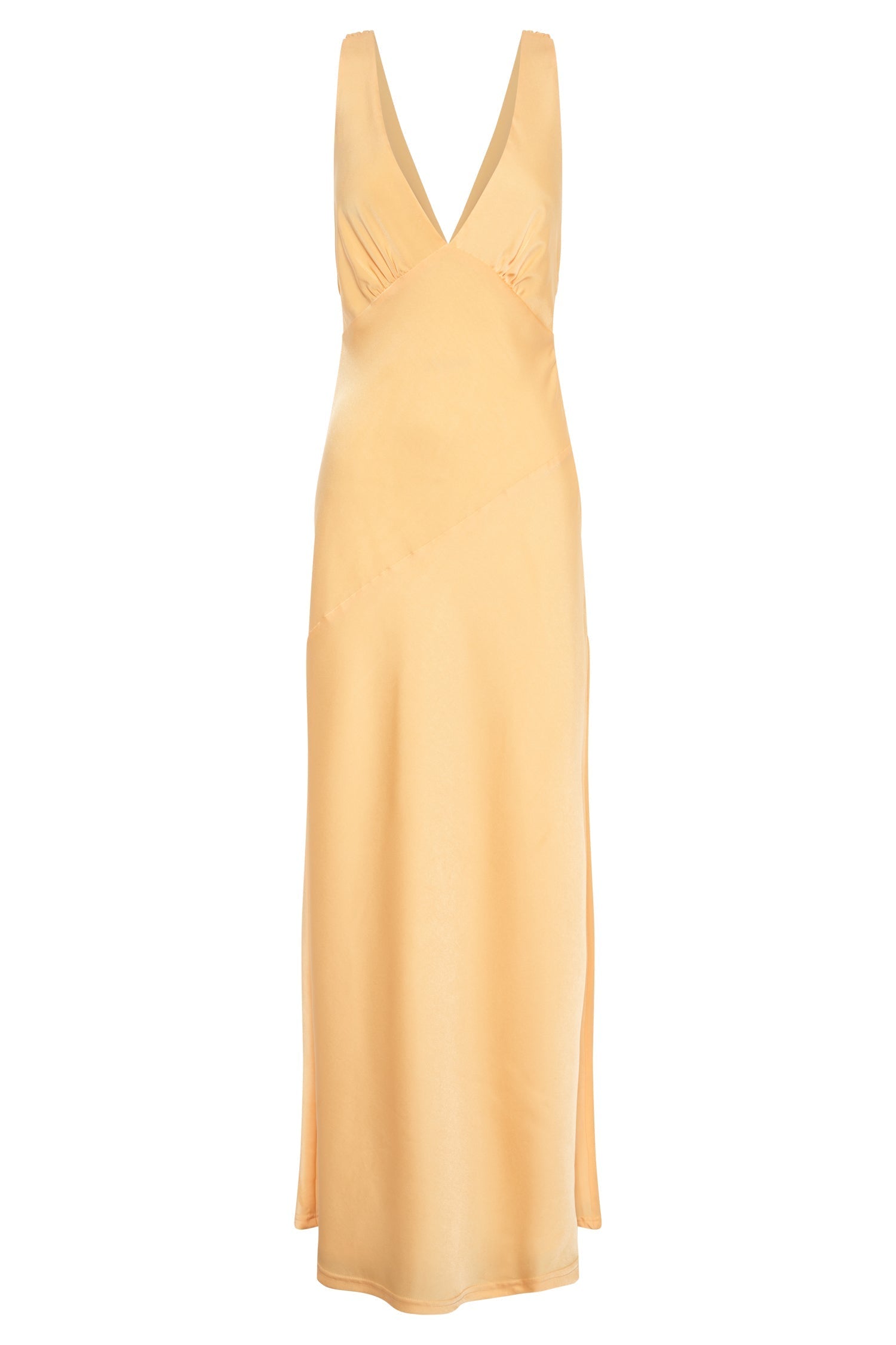 Nadia Maxi Satin Dress With Back Cowl - Lemon-My Chic Way.All Rights Reserved