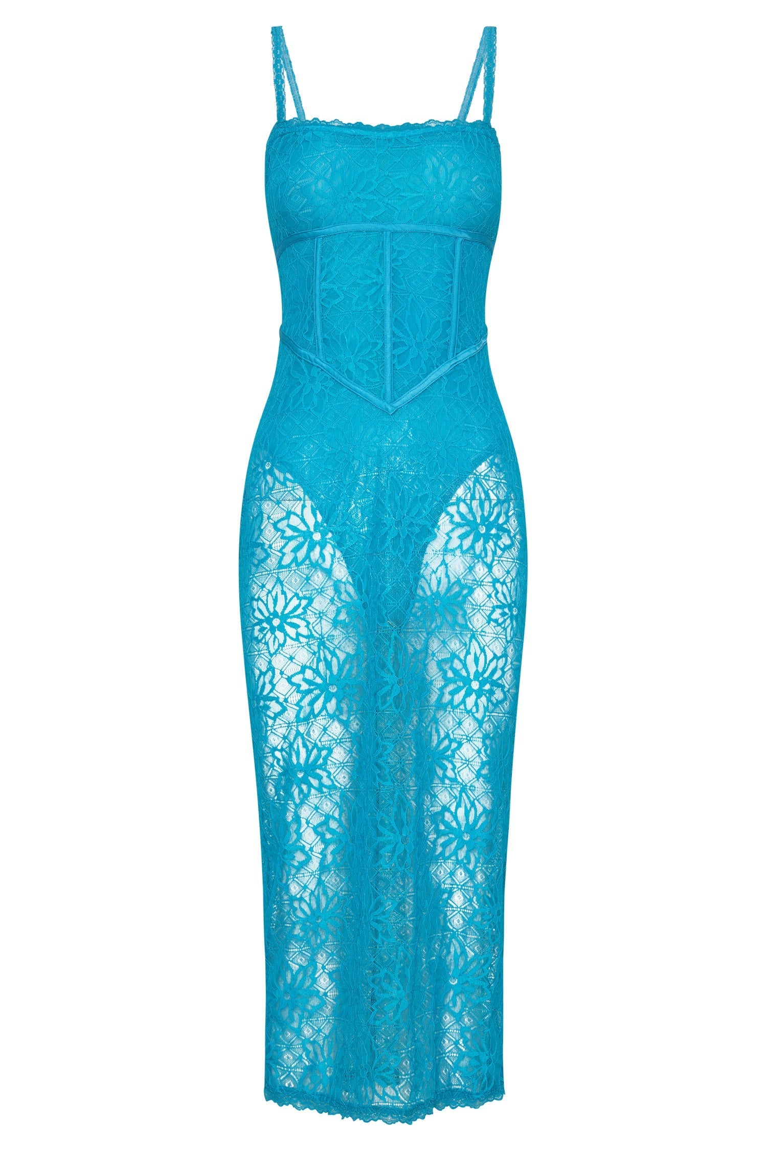 Mathilde Lace Corset Midi Dress - Aquamarine-My Chic Way.All Rights Reserved