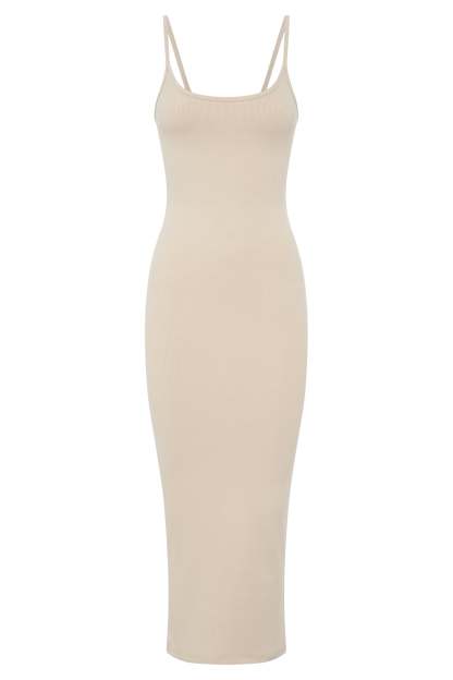 Alexis Ribbed Cami Midi Dress - Cream-My Chic Way.All Rights Reserved