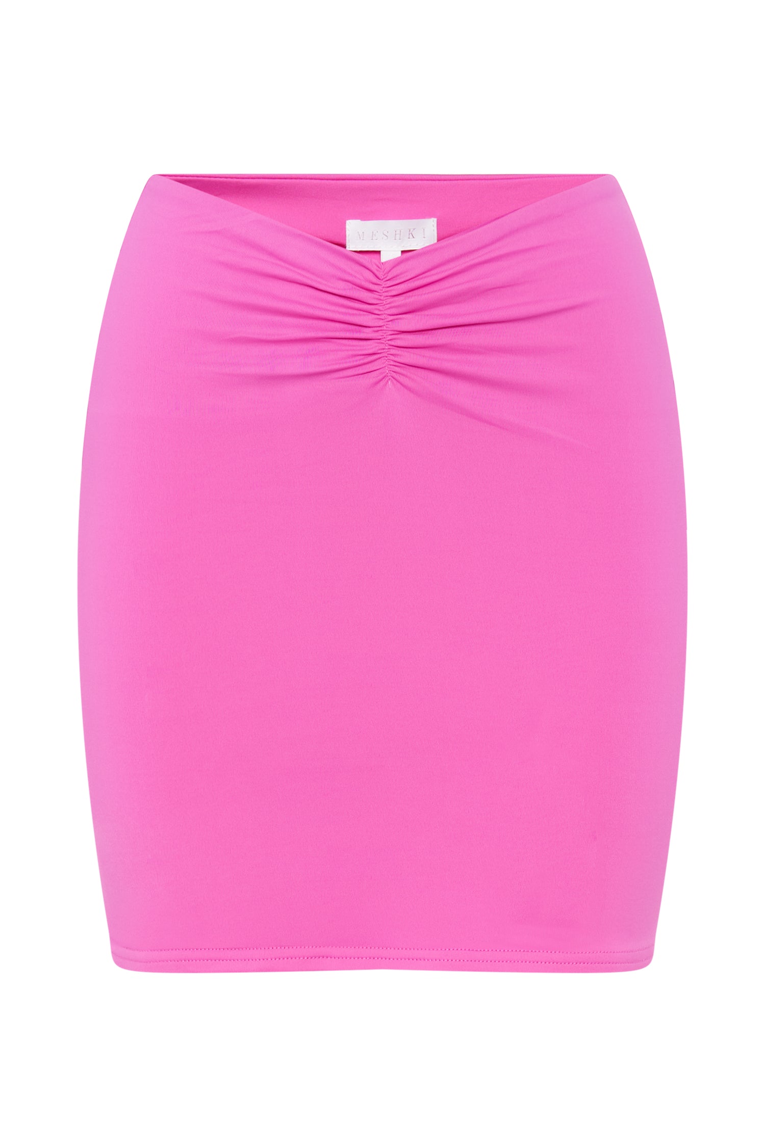 Kara Ruched Front Mini Skirt - Bubblegum Pink-My Chic Way.All Rights Reserved