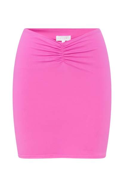Kara Ruched Front Mini Skirt - Bubblegum Pink-My Chic Way.All Rights Reserved