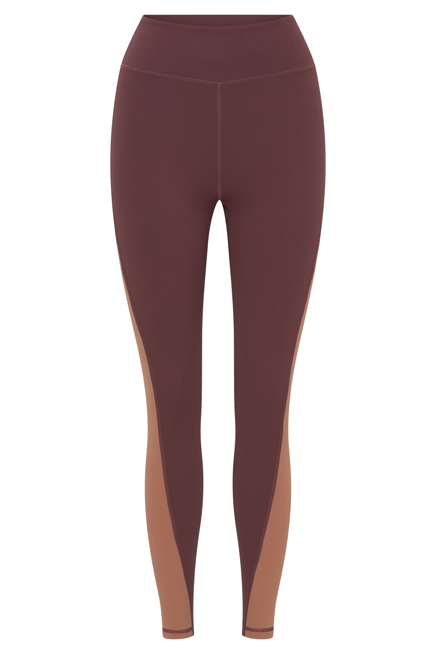 Libby Two Tone Panel Leggings - Mahogany/Tan-My Chic Way.All Rights Reserved