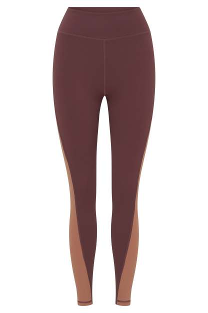 Libby Two Tone Panel Leggings - Mahogany/Tan-My Chic Way.All Rights Reserved