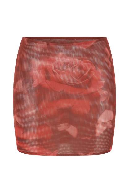 Erina Mesh Mini Skirt - Oversized Rose Print-My Chic Way.All Rights Reserved