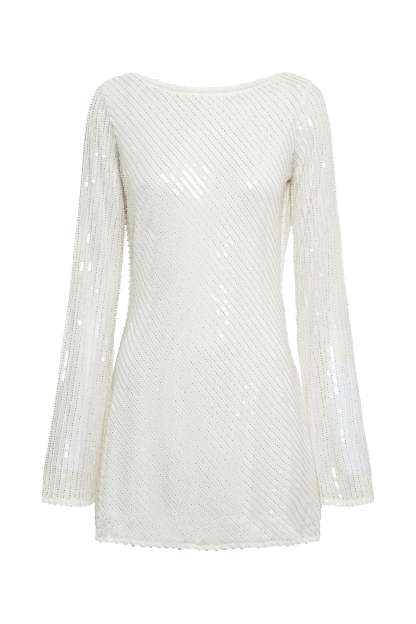 Nala Sequin Mini Dress - White-My Chic Way.All Rights Reserved