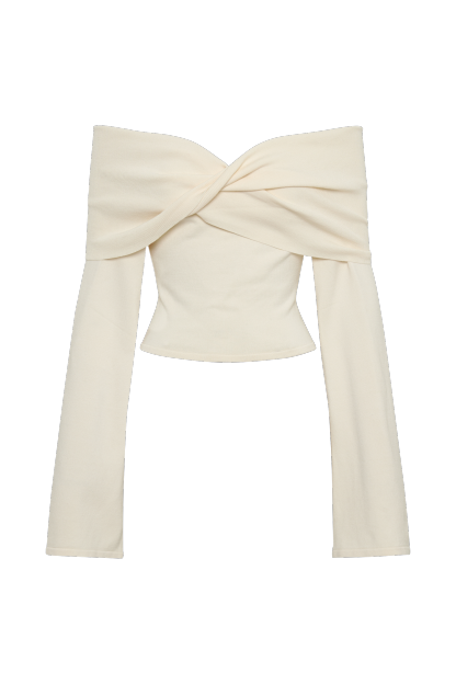Marlisa Off Shoulder Twist Top - Ivory-My Chic Way.All Rights Reserved