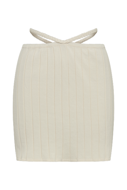 Celine A-Line Extreme Rib Mini Skirt - Ivory-My Chic Way.All Rights Reserved