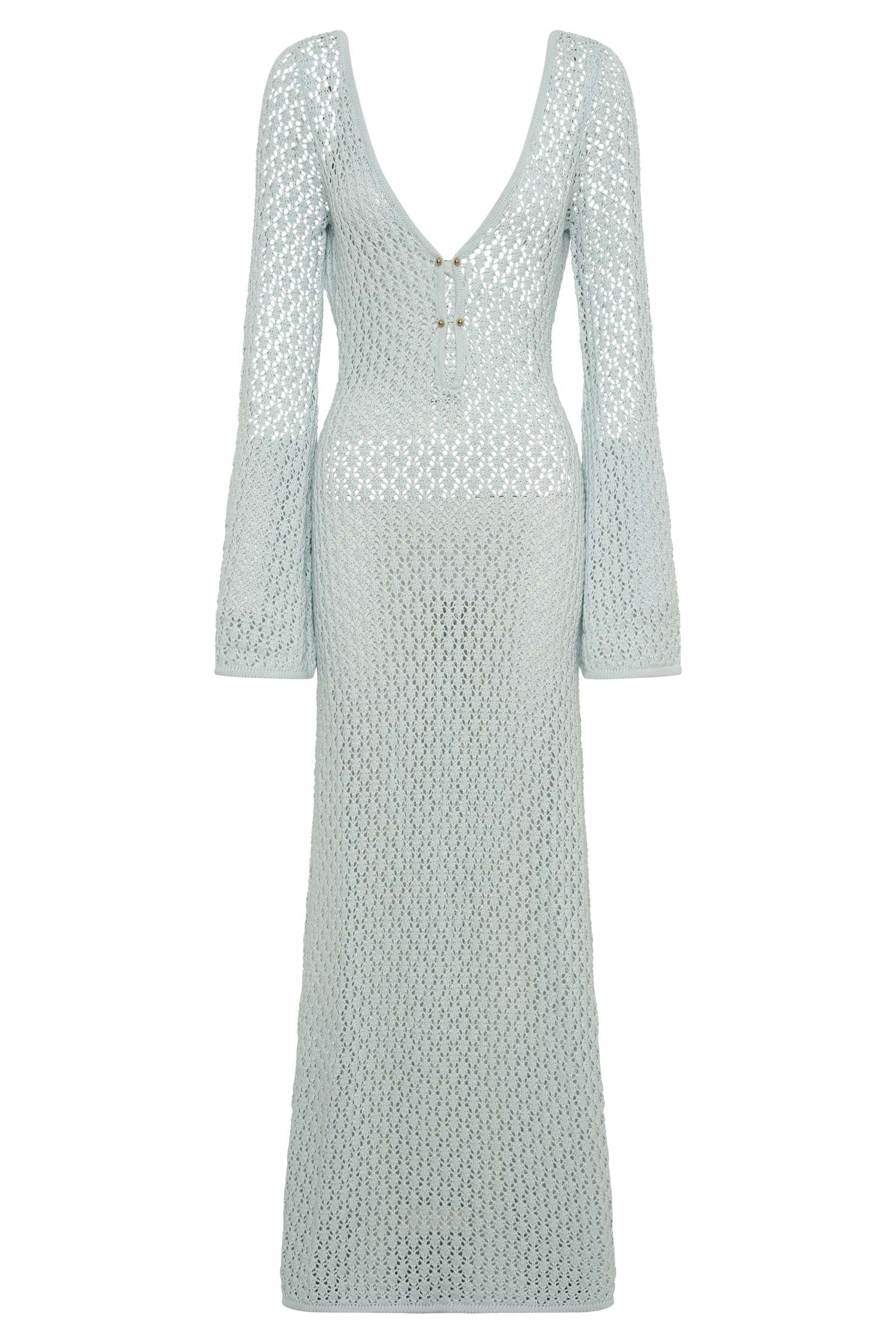 Kayleigh Crochet Fishtail Flare Sleeve Maxi Dress - Arctic Blue-My Chic Way.All Rights Reserved