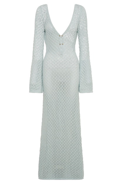 Kayleigh Crochet Fishtail Flare Sleeve Maxi Dress - Arctic Blue-My Chic Way.All Rights Reserved