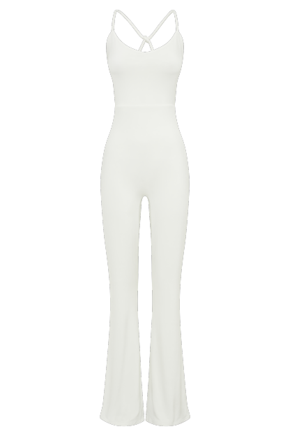 Brinley Slinky Jersey Jumpsuit - White-My Chic Way.All Rights Reserved