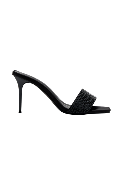 Geneva Square Diamante Mule - Black-My Chic Way.All Rights Reserved