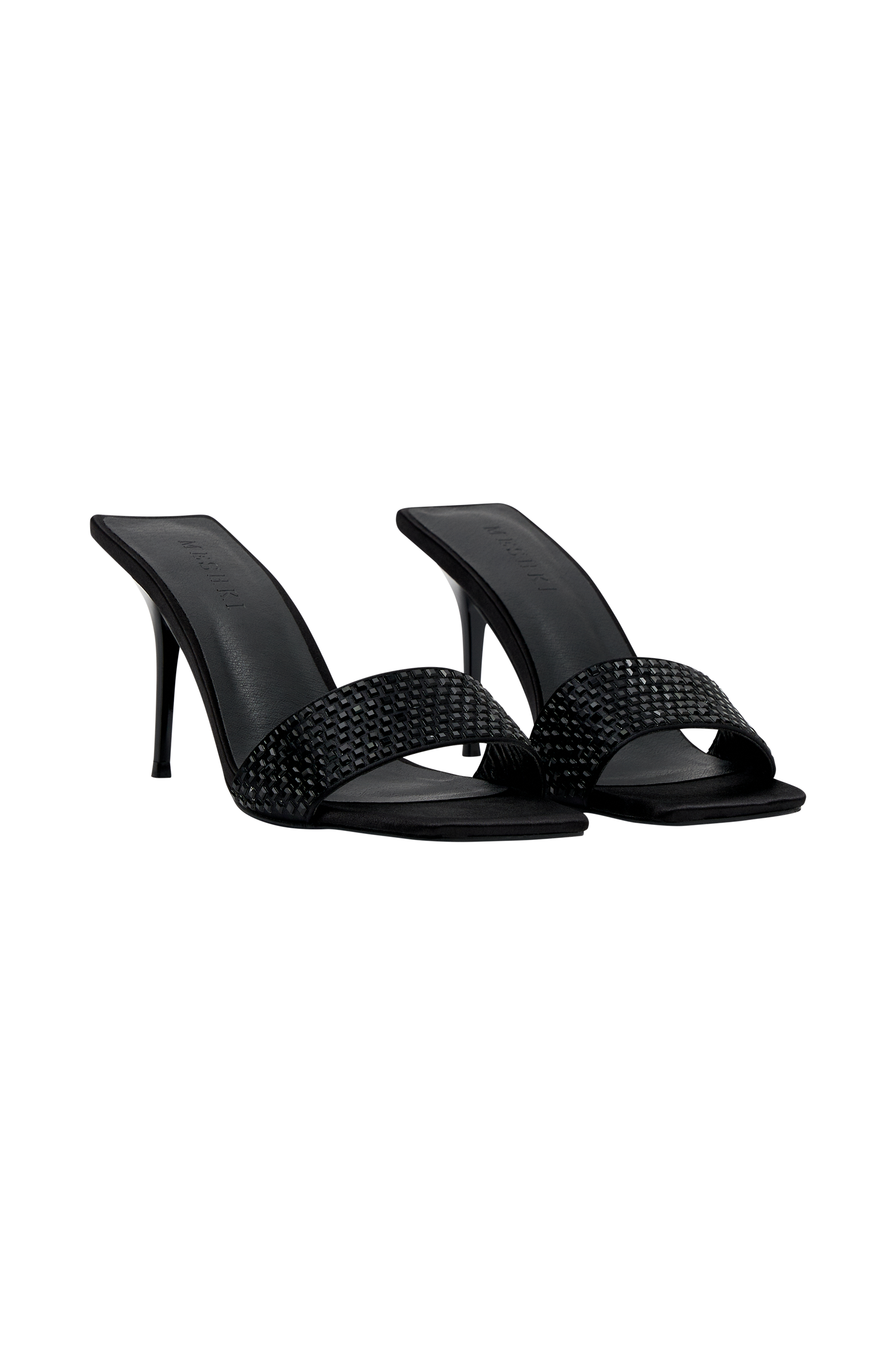 Geneva Square Diamante Mule - Black-My Chic Way.All Rights Reserved