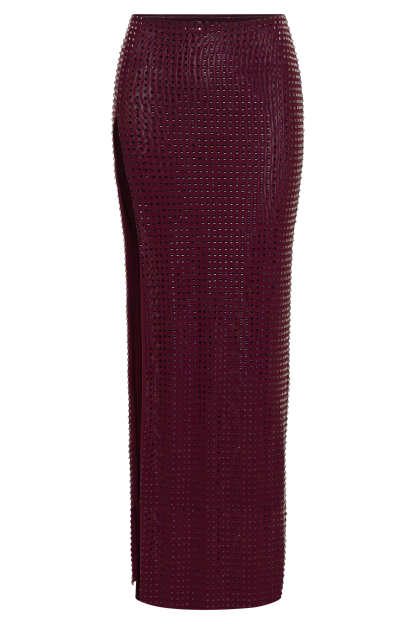 Ellery Square Diamante Maxi Skirt - Berry-My Chic Way.All Rights Reserved