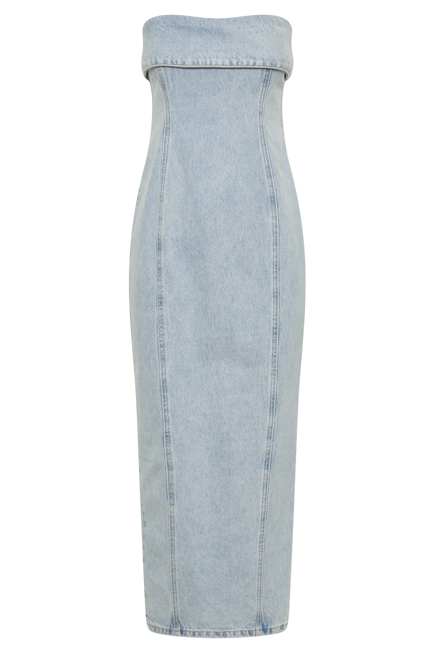 Katherine Strapless Denim Midi Dress - Light Blue-My Chic Way.All Rights Reserved