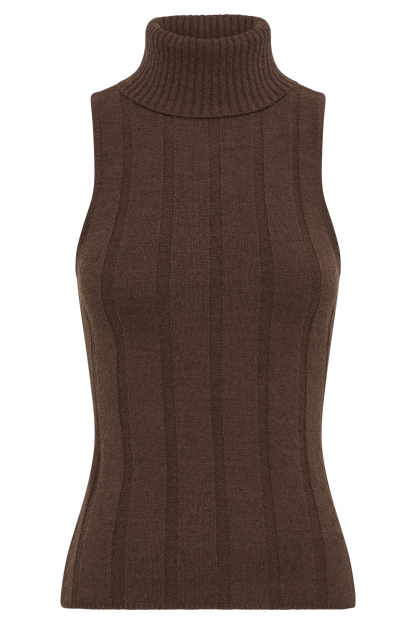 Angelina Ribbed Turtleneck - Chocolate-My Chic Way.All Rights Reserved