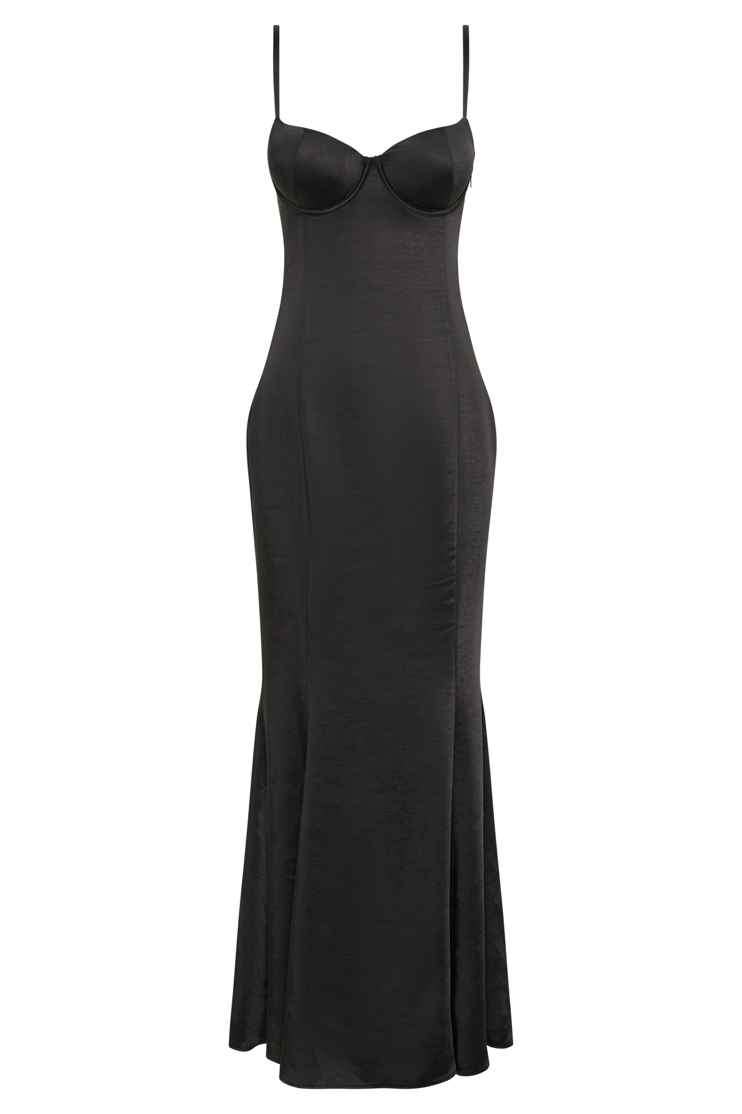 Katya Cupped Satin Maxi Dress - Black-My Chic Way.All Rights Reserved
