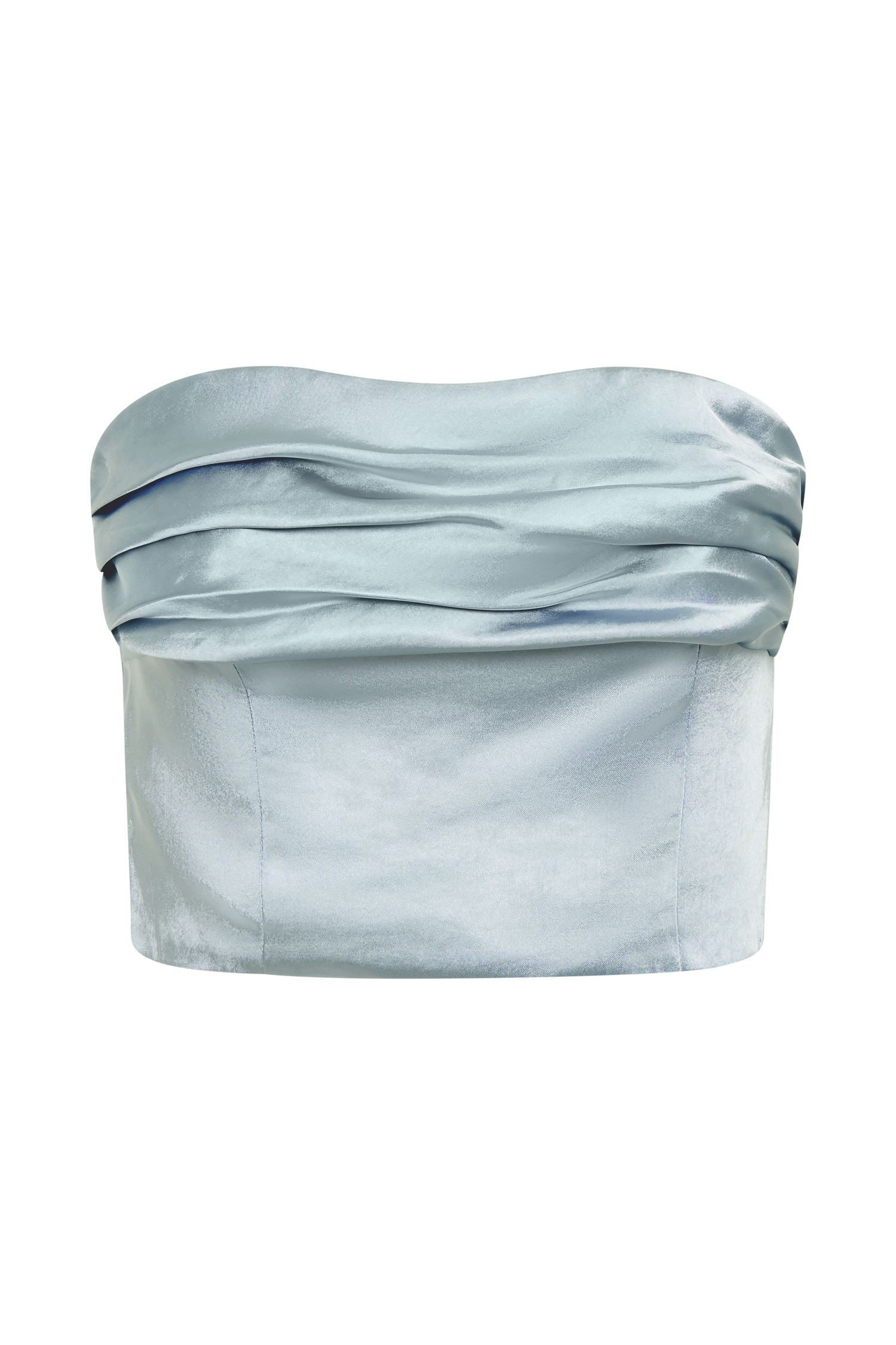 Khalani Ruched Strapless Satin Top - Ice Blue-My Chic Way.All Rights Reserved