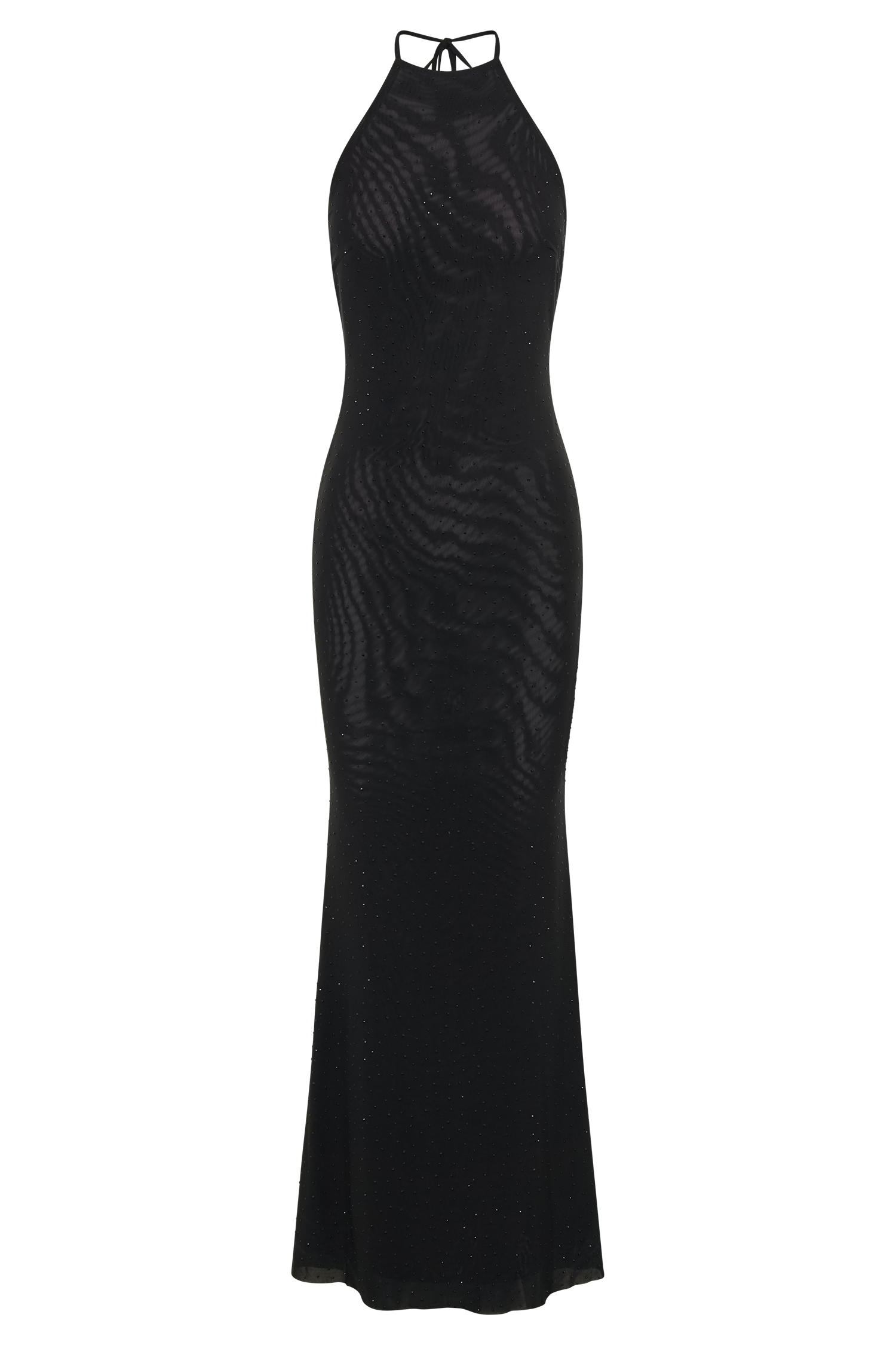 Kali Hot Fix Mesh Halter Maxi Dress - Black-My Chic Way.All Rights Reserved