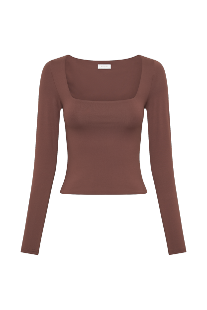 Bridget Recycled Nylon Long Sleeve Top - Mocha-My Chic Way.All Rights Reserved