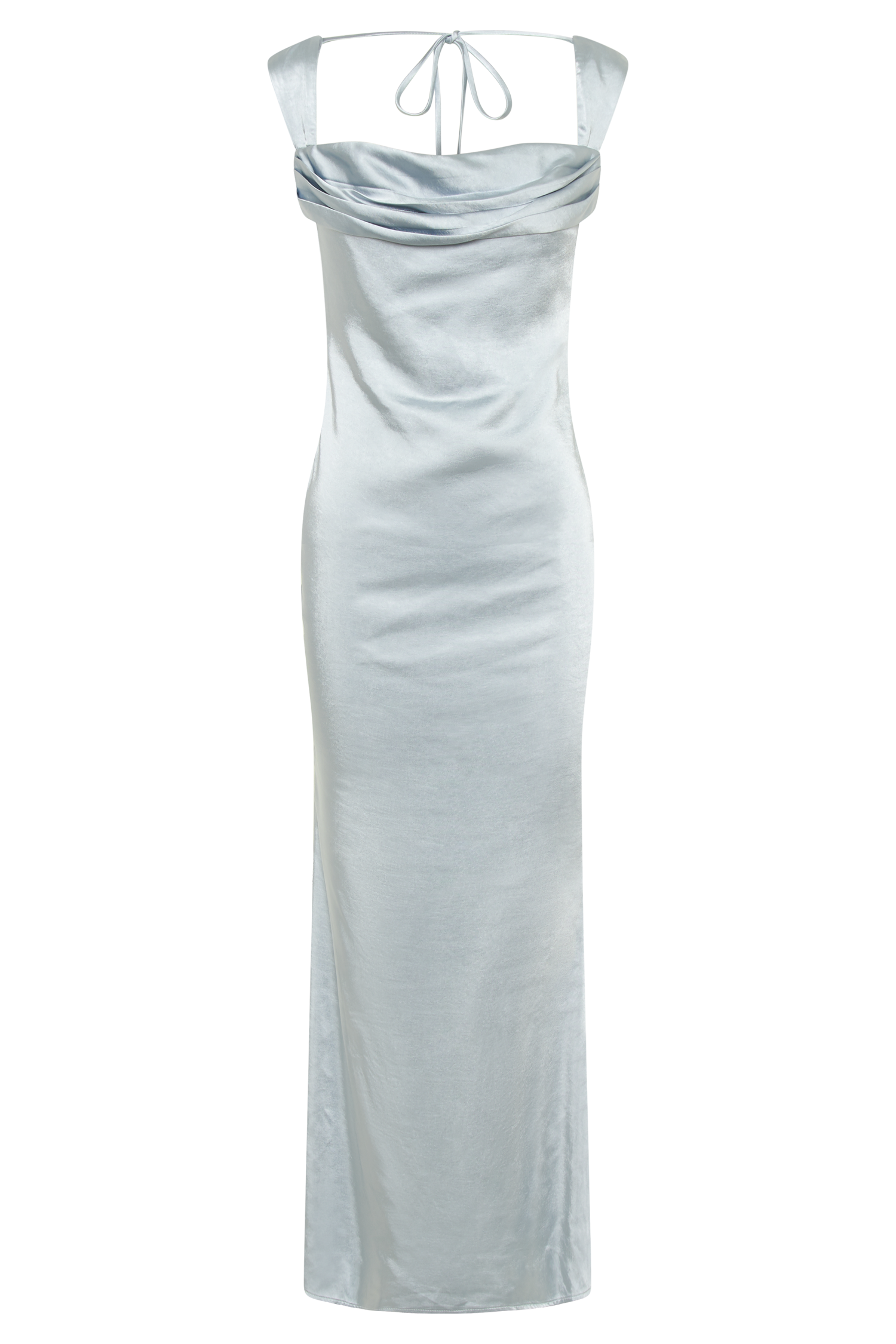 Lacey Backless Satin Maxi Dress - Ice Blue-My Chic Way.All Rights Reserved