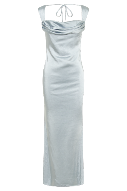 Lacey Backless Satin Maxi Dress - Ice Blue-My Chic Way.All Rights Reserved