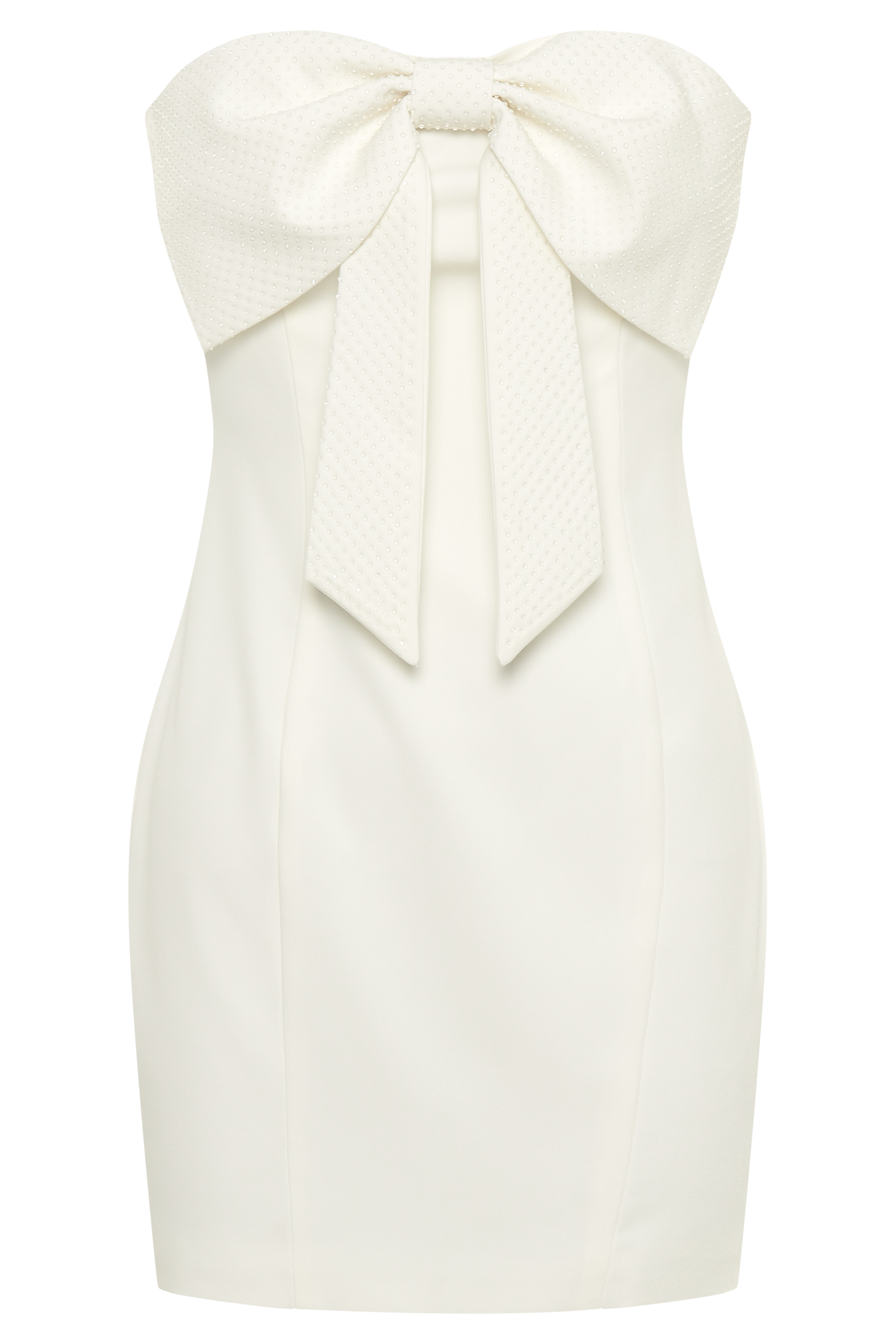 Saoirse Strapless Mini Dress With Diamante Bow - White-My Chic Way.All Rights Reserved