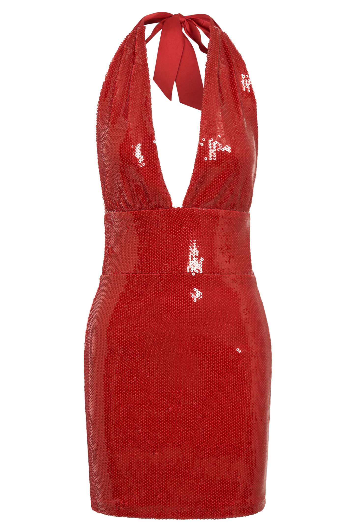 Carleigh Sequin Halter Mini Dress - Red-My Chic Way.All Rights Reserved