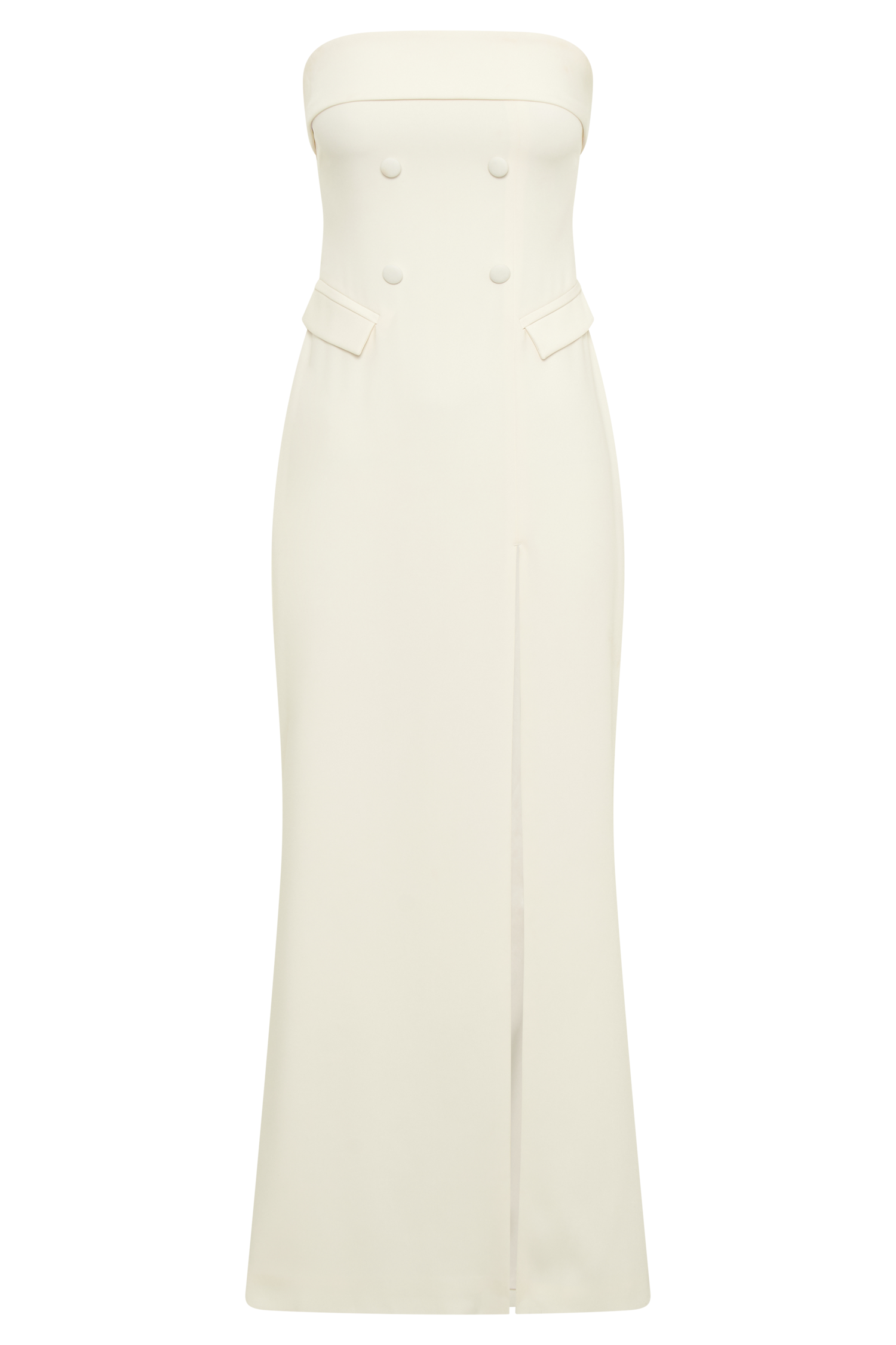 Abbie Strapless Suiting Maxi Dress - Ivory-My Chic Way.All Rights Reserved