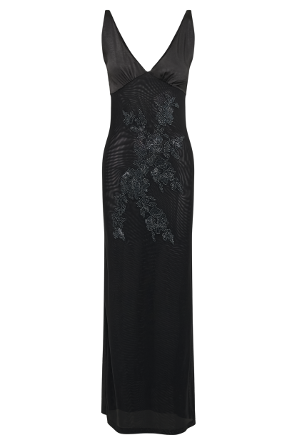 Maya Beaded Mesh Maxi Dress - Black-My Chic Way.All Rights Reserved