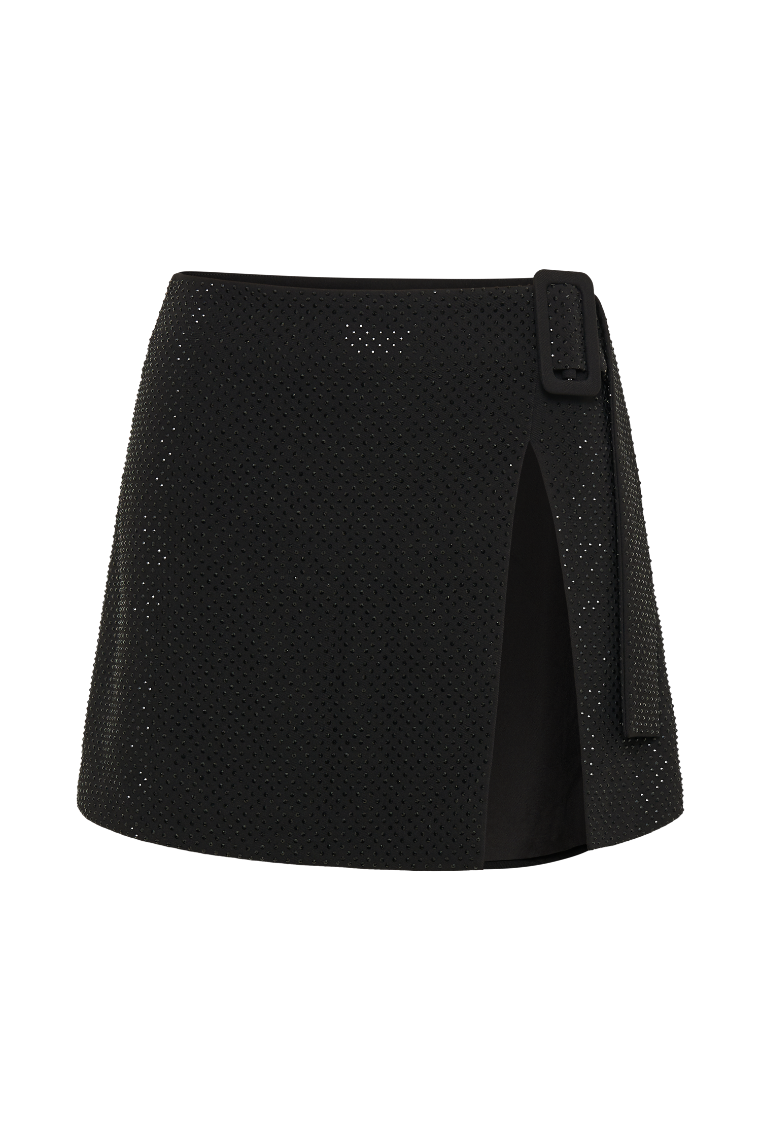 Sacha Diamante Mini Skirt With Split - Black-My Chic Way.All Rights Reserved