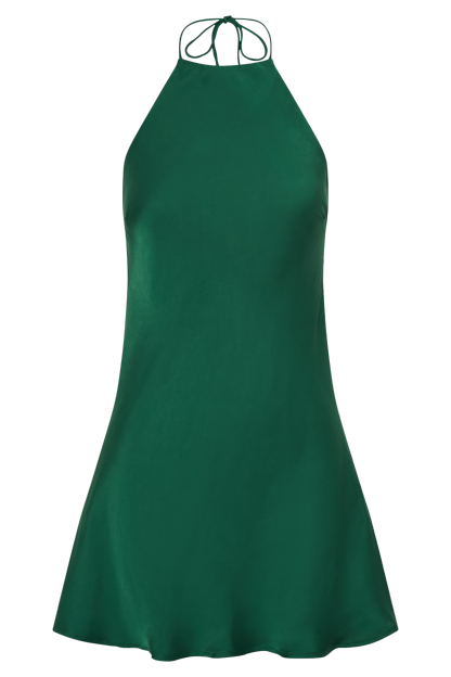 Atlas Satin Bow Mini Dress - Emerald-My Chic Way.All Rights Reserved