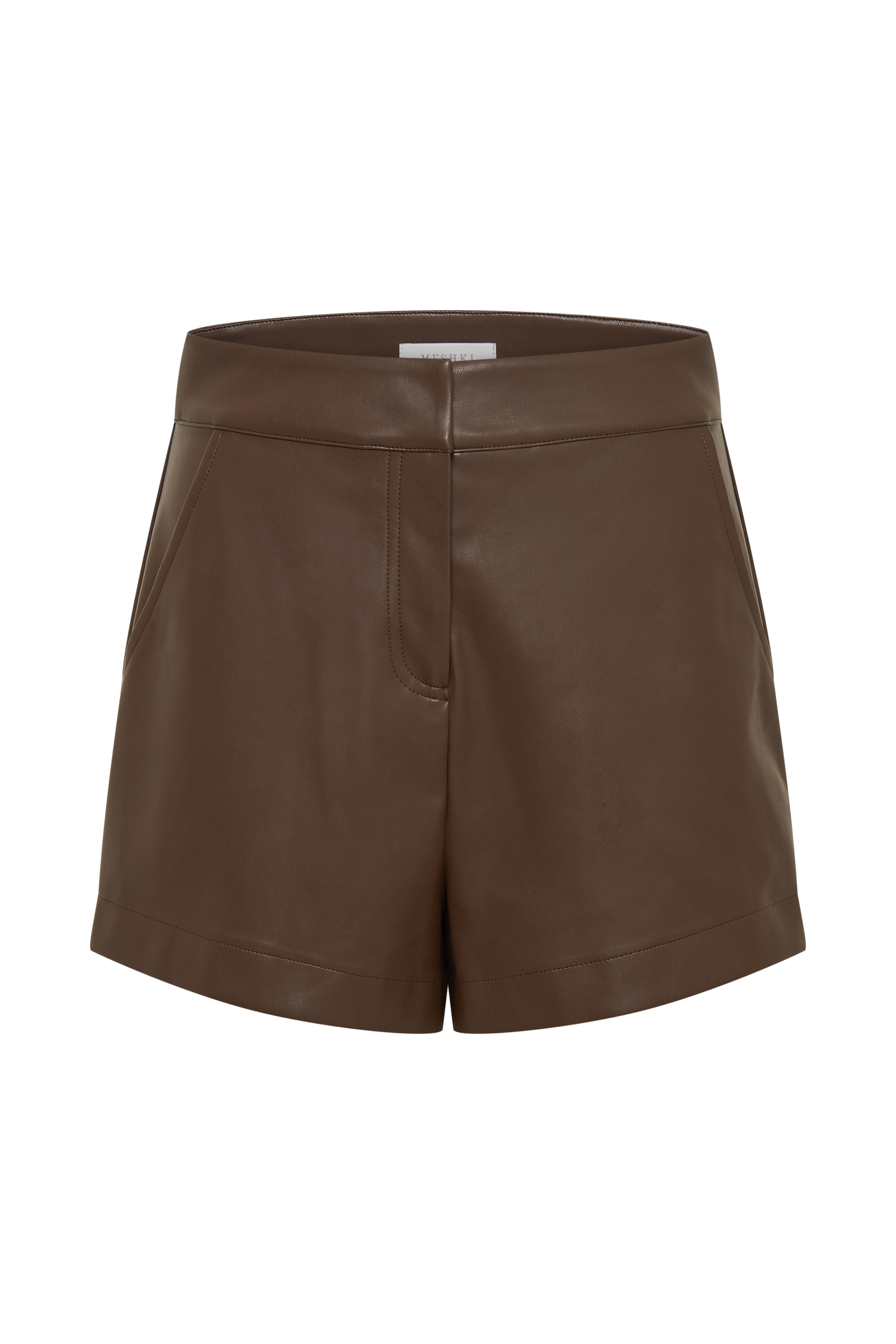 Ingrid Faux Leather Shorts - Dark Brown-My Chic Way.All Rights Reserved
