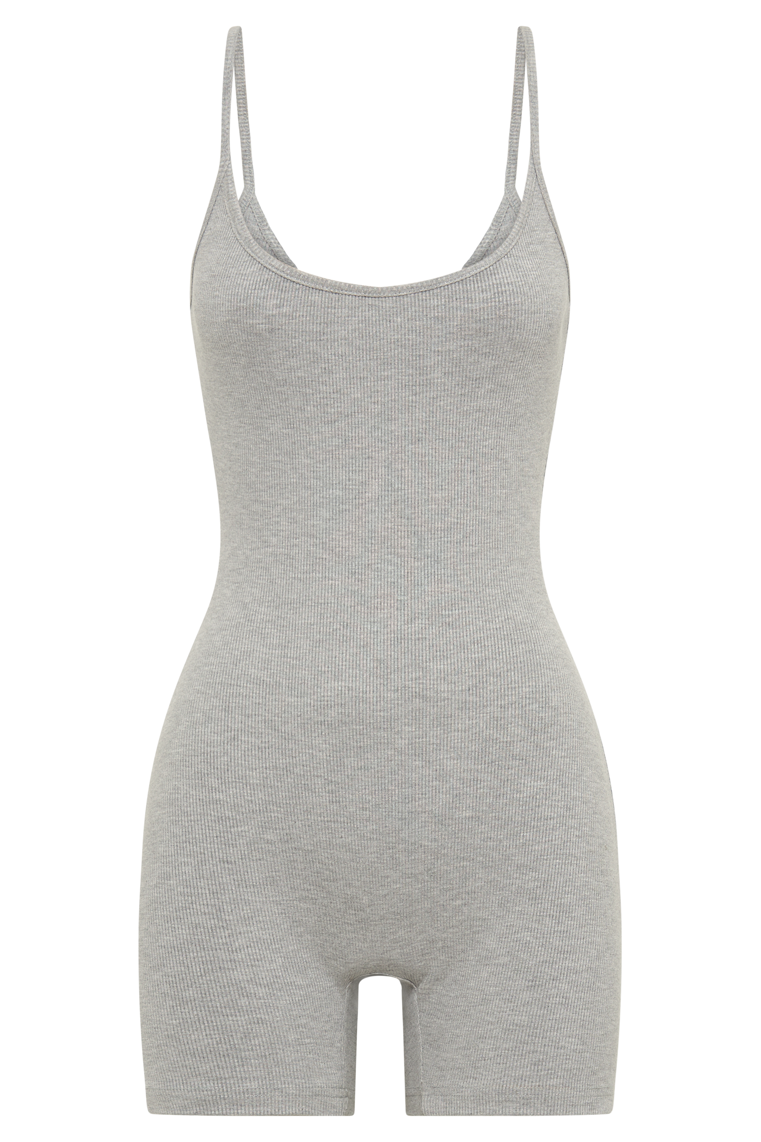 Alexis Ribbed Cami Playsuit - Grey Marle-My Chic Way.All Rights Reserved
