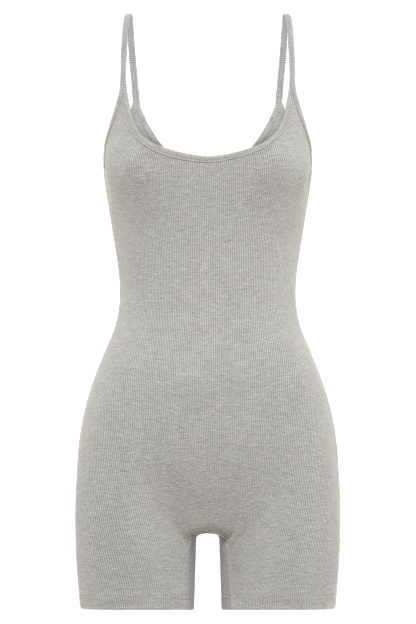 Alexis Ribbed Cami Playsuit - Grey Marle-My Chic Way.All Rights Reserved