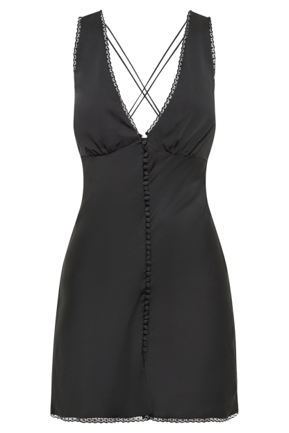 Amiri Satin Mini Dress With Lace - Black-My Chic Way.All Rights Reserved