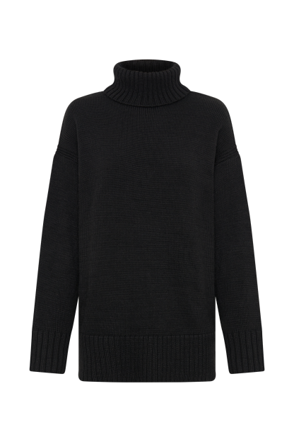 Brittany High Neck Knit Jumper - Black-My Chic Way.All Rights Reserved