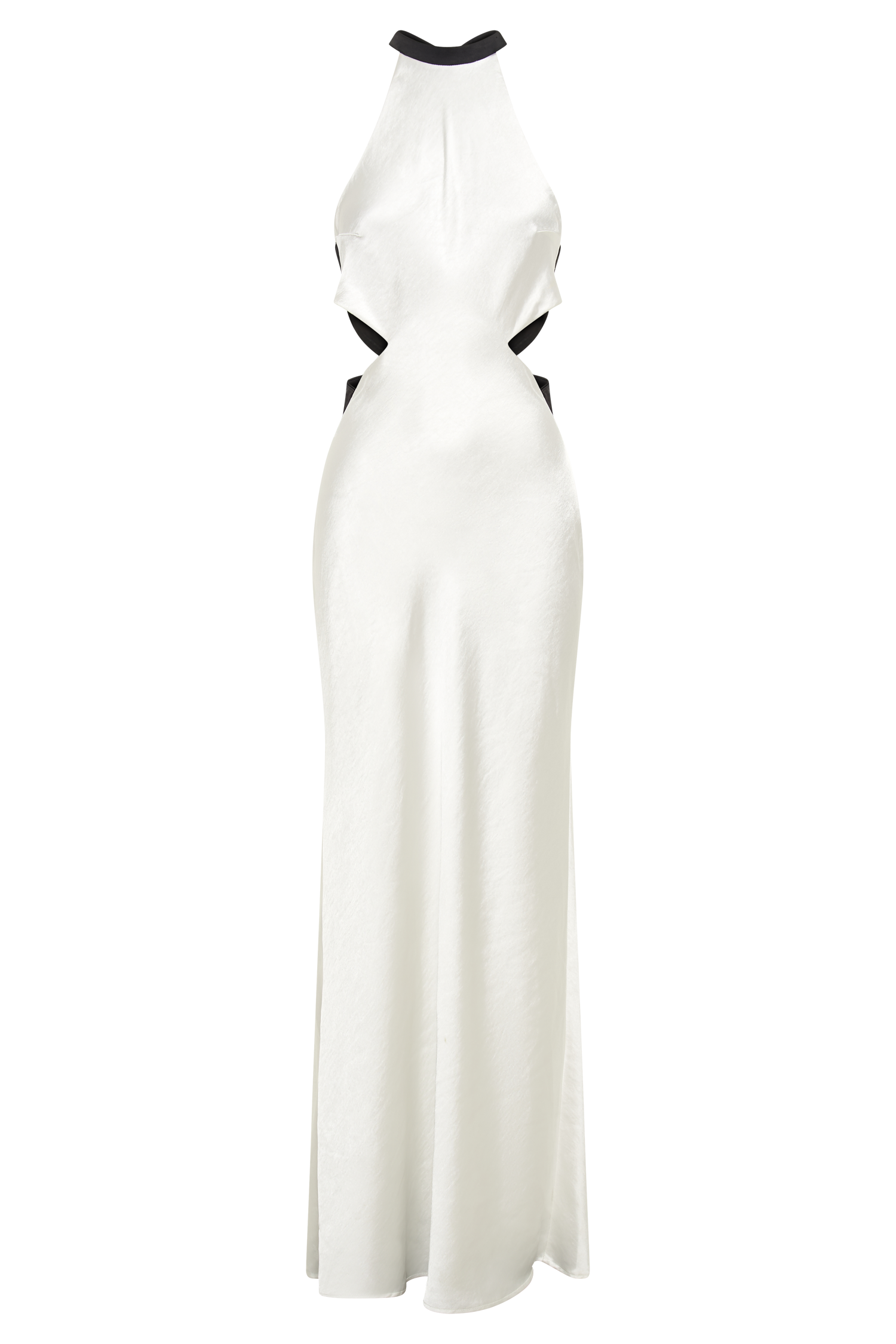 Nalani Satin Halter Maxi Dress - Black/White-My Chic Way.All Rights Reserved