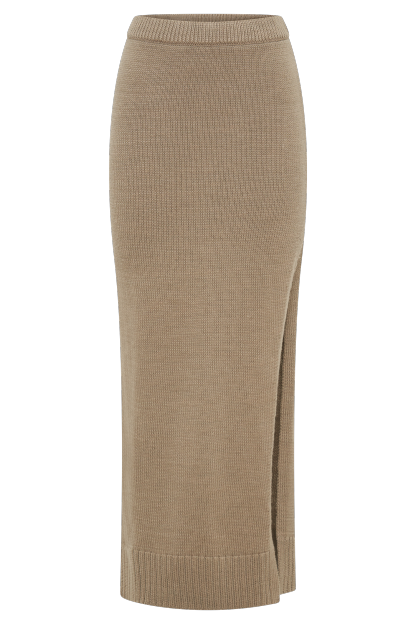 Brittany Knit Midi Skirt - Taupe-My Chic Way.All Rights Reserved