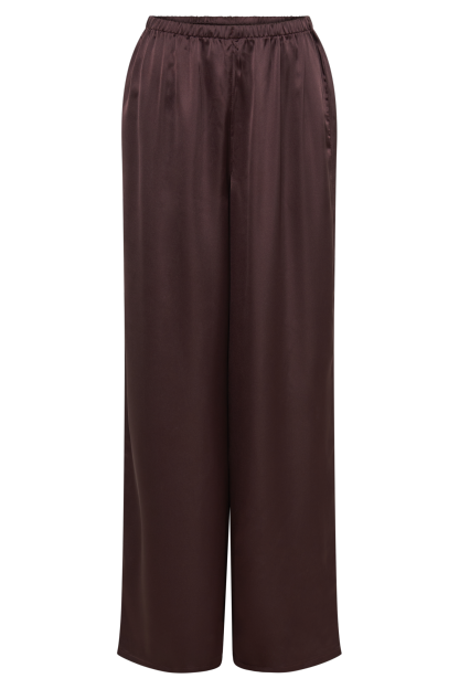 Marciela Satin Straight Leg Pant - Dark Chocolate-My Chic Way.All Rights Reserved