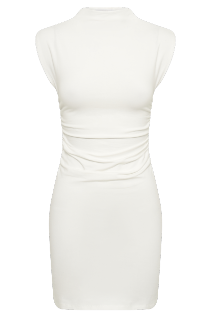 Melania High Neck Mini Dress - White-My Chic Way.All Rights Reserved