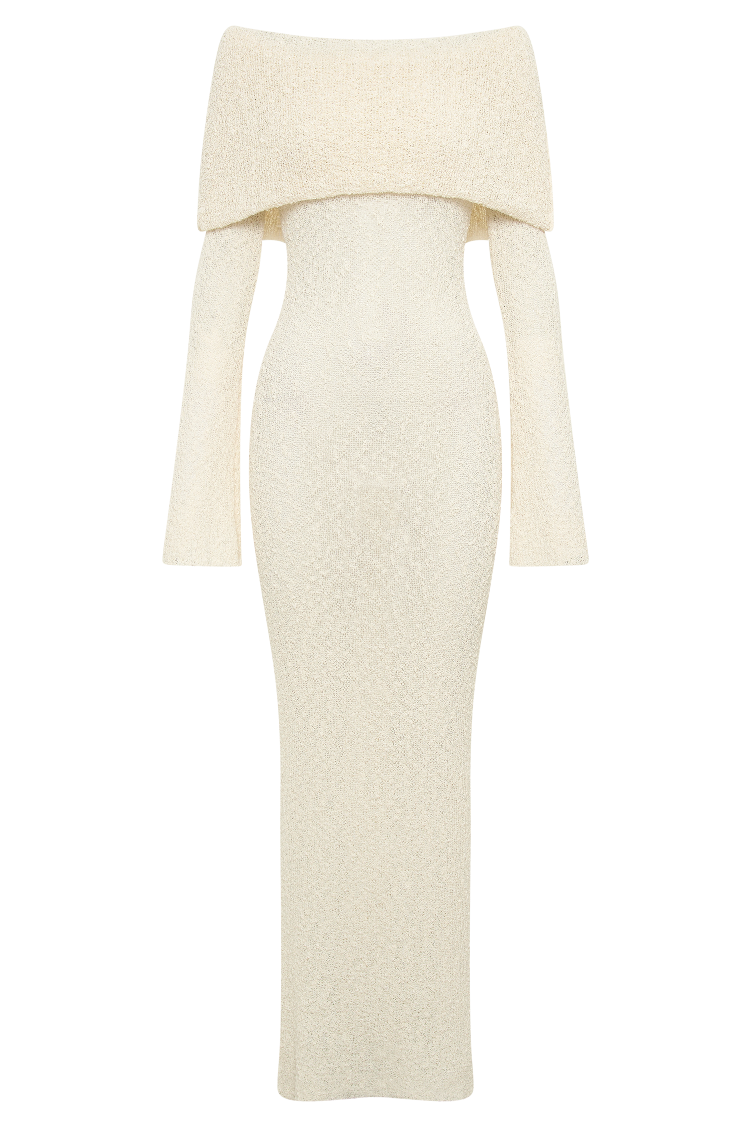 Marisol Off Shoulder Boucle Maxi Dress - Ivory-My Chic Way.All Rights Reserved
