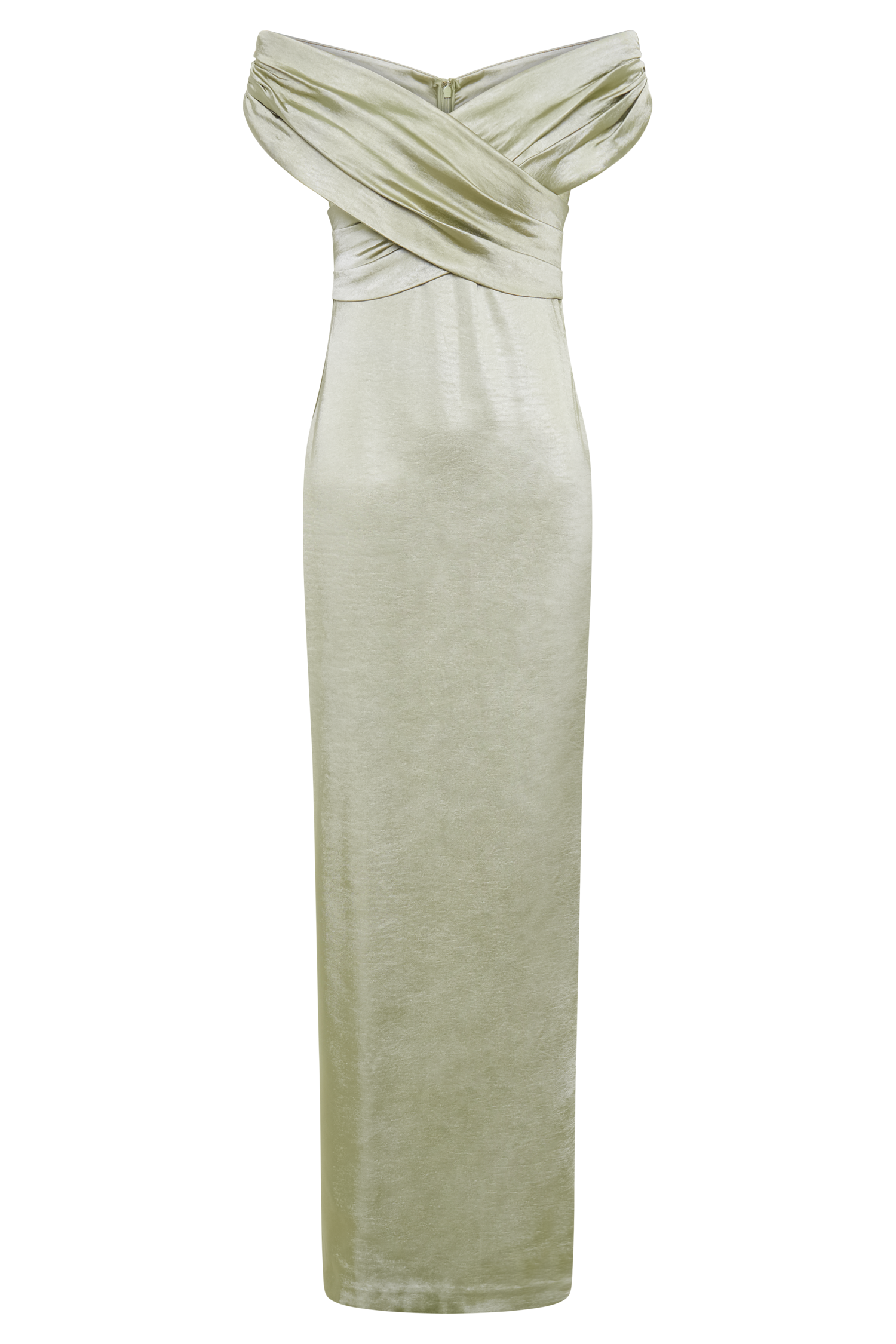 Harley Off Shoulder Satin Maxi Dress - Sage-My Chic Way.All Rights Reserved