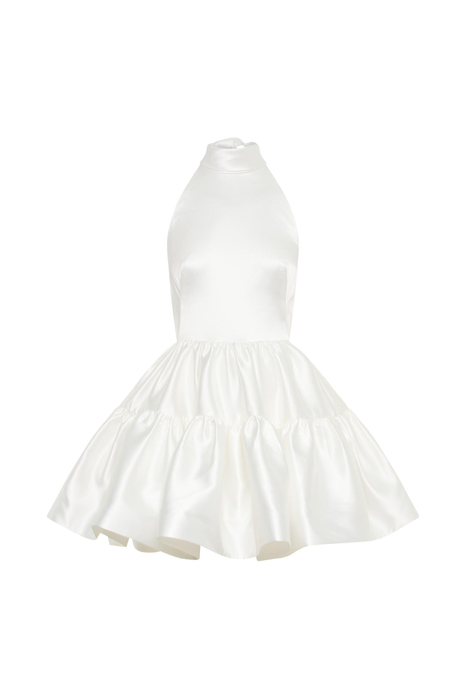 Dorota Satin Halter Mini Dress - White-My Chic Way.All Rights Reserved